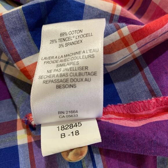 Foxcroft NYC Size 10 Petite Pink Blue Plaid Gingham - Picture 7 of 8